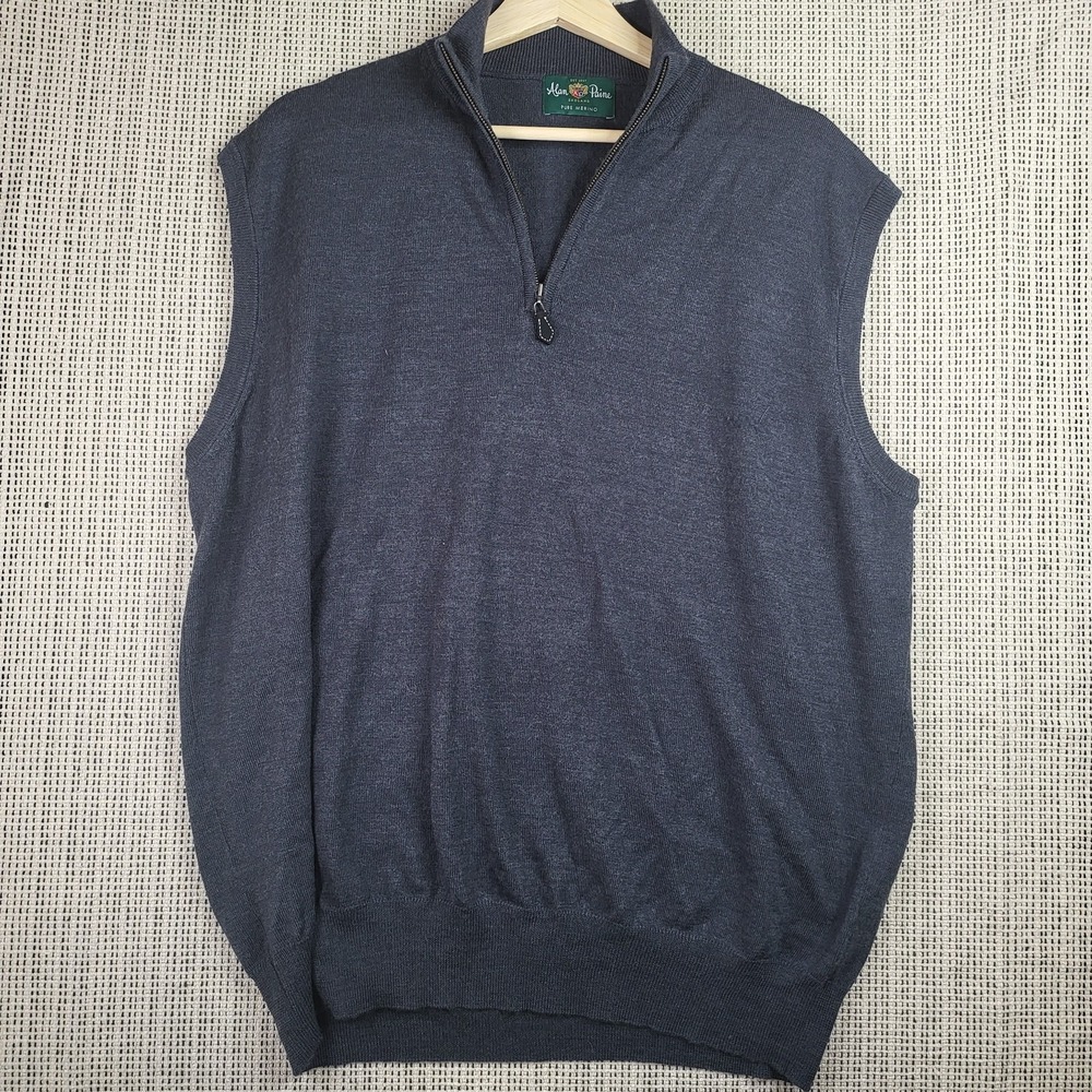 Alan Paine Sweater Vest Mens XL Merino Wool Half Zip‎ Pullover England